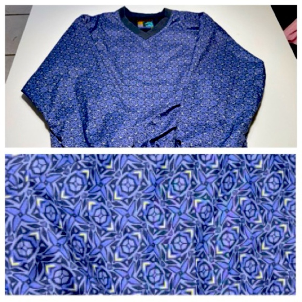 VTG 90s Forrester's from Oregon Geometric Blue V-Neck Windreaker Sz M